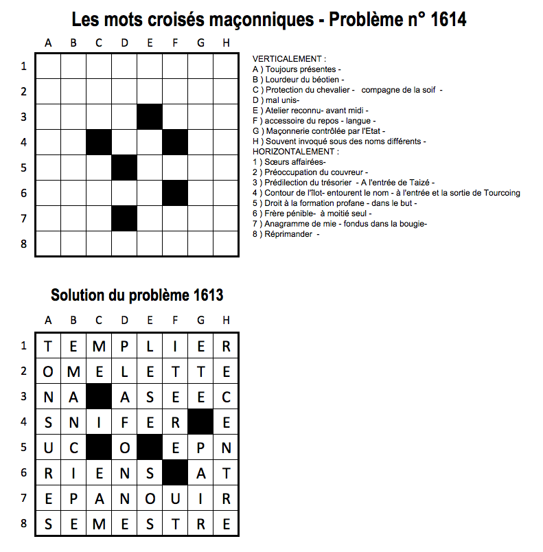 Ancien Point D Aiguille Mots Croises Hiram.be | Les mots croisés maçonniques de Francis, 14 - Hiram.be