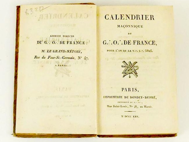 calendrier 1825