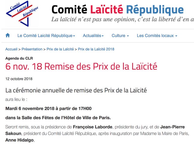 CLR Prix Laicite 2018